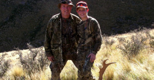 Father and son duo Milo and Bryan - the latter a proud young man with his first fallow buck